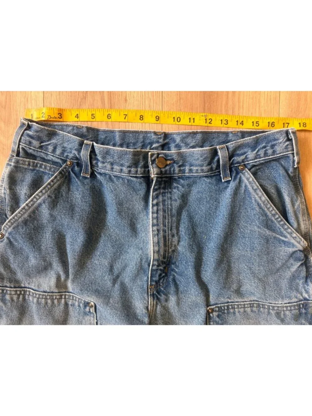 Vintage Carhartt B73 DST Denim Double Knee Pants Men 36x30 Cargo Carpenter Baggy